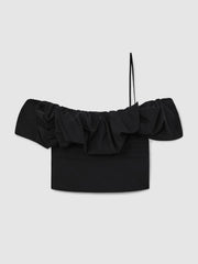 Reiss | Sculptural Strapless Top in Black