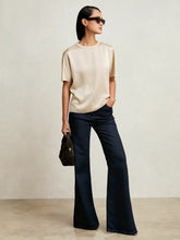 Reiss | Silk Short-Sleeve Top in Champagne Neutral