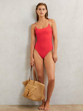 Reiss | Hardware-Strap Cut-Out Swimsuit in Coral Red