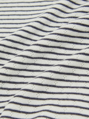 Reiss | 9-13 yrs Cotton Pointelle Long Sleeve Top in Navy/White