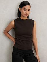 Reiss | Ribbed Ruched Waist Vest in Chocolate