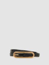 Reiss | Leather Elongated-Buckle Skinny Belt in Black