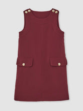 Reiss | 13-14 yrs Button-Detail Sleeveless Shift Dress in Berry