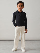 Reiss | Merino Wool Long-Sleeve Polo Shirt in Navy