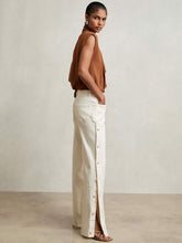 Reiss | Petite Side Button Wide Leg Jeans in Cream