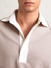 Reiss | Colour Block Rugby Shirt in Oatmeal/White