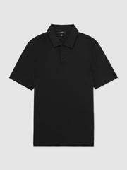 Reiss | Cotton Short-Sleeve Polo Shirt in Black