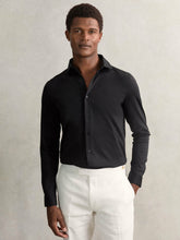 Reiss | Cotton-Jersey Button-Through Shirt in Black