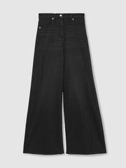 Reiss | Petite Stretch-Cotton Wide-Leg Jeans in Black