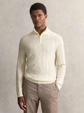 Reiss | Merino Wool Wide-Rib Half-Zip Jumper in Bianco