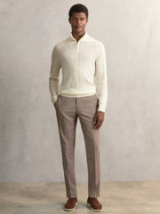Reiss | Merino Wool Wide-Rib Half-Zip Jumper in Bianco
