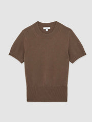 Reiss | Cotton And Wool Crew-Neck Top in Brown