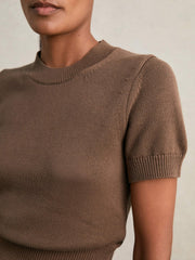 Reiss | Cotton And Wool Crew-Neck Top in Brown