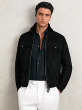 Reiss | Suede Zip Through Jacket in Black