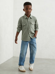 Reiss | 3-9 yrs Waffle-Textured Twin-Pocket Overshirt in Sage