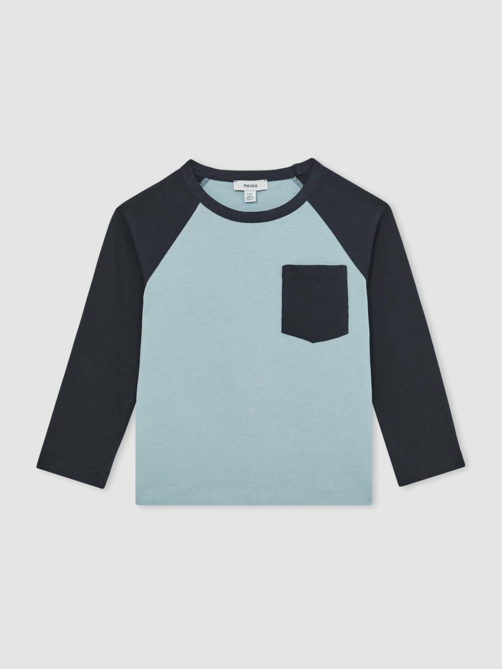 Reiss | 13-14 yrs Cotton Colour-Block Long-Sleeve T-Shirt in Navy Blue