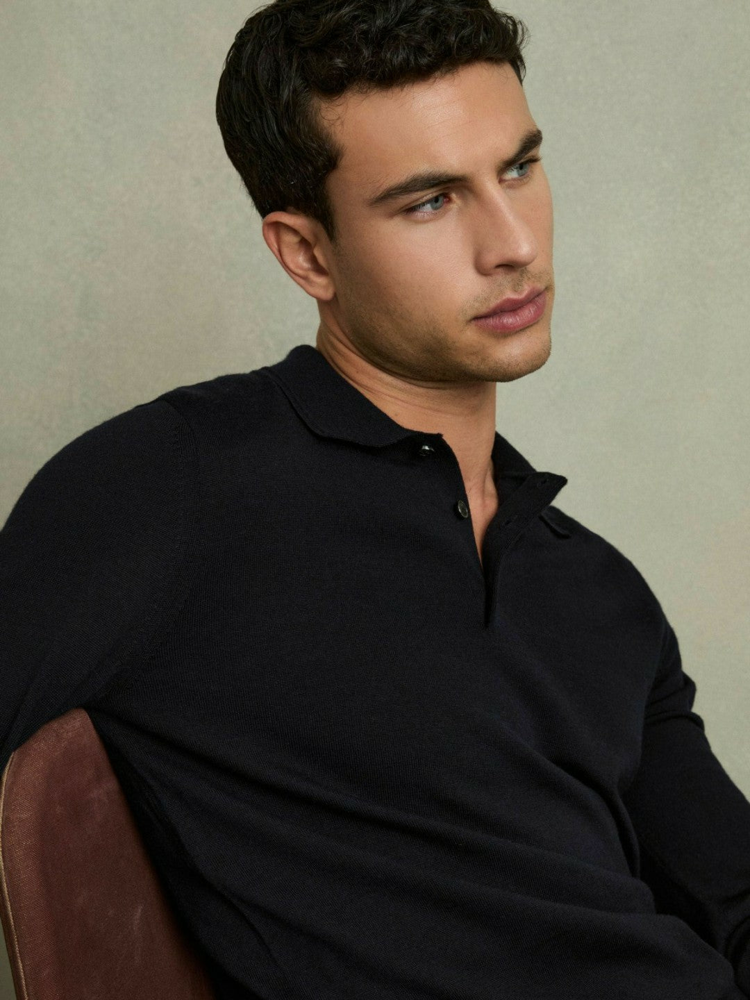 Reiss | Merino Wool Polo Shirt in Navy