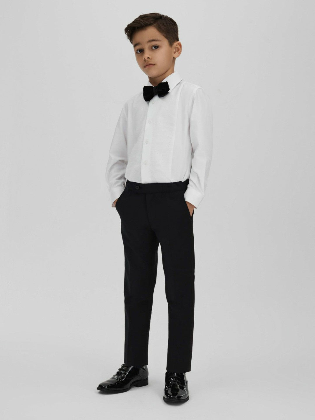 Reiss | 3-9 yrs Slim Fit Textured Bib Dinner Shirt in White