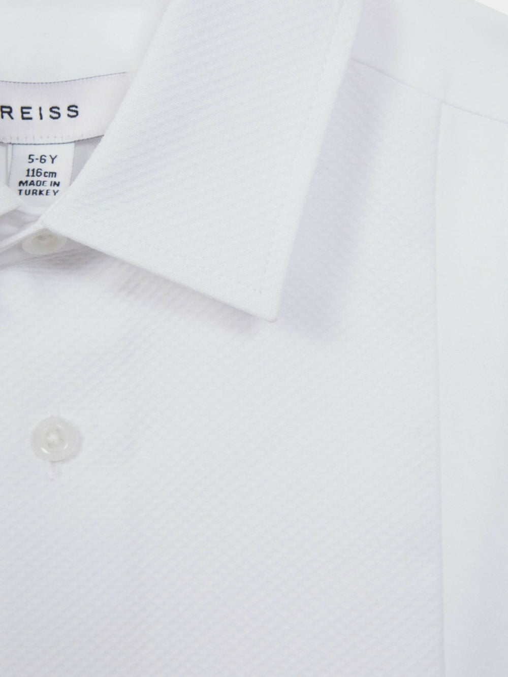 Reiss | 3-9 yrs Slim Fit Textured Bib Dinner Shirt in White