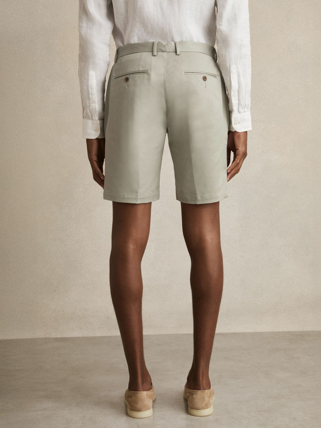 Reiss | Cotton Chino Shorts With Stretch in Soft Sage