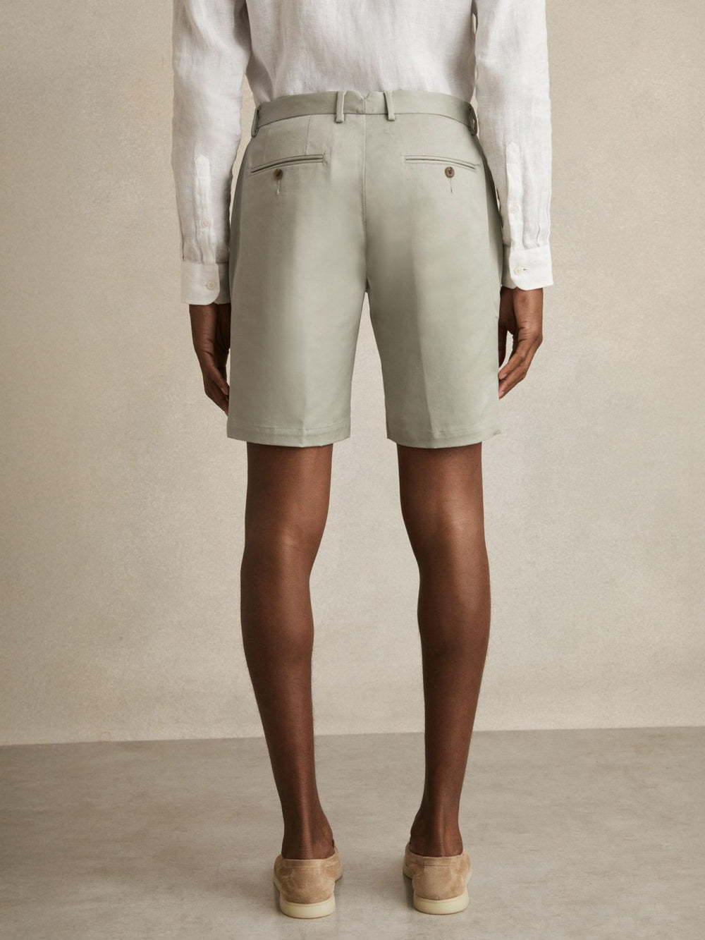 Reiss | Cotton Chino Shorts With Stretch in Soft Sage