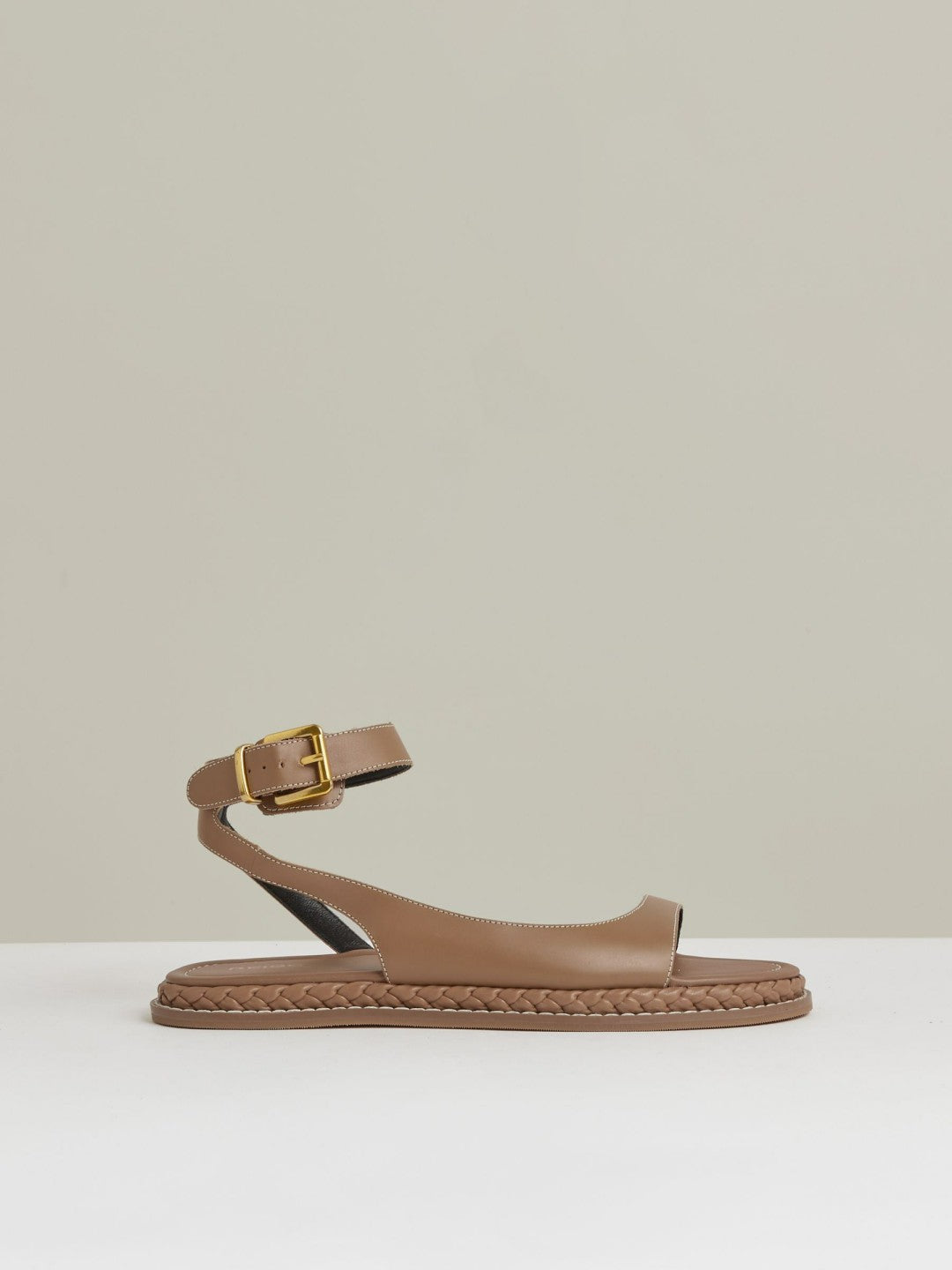 Reiss | Leather Plait Detail Sandals in Tan