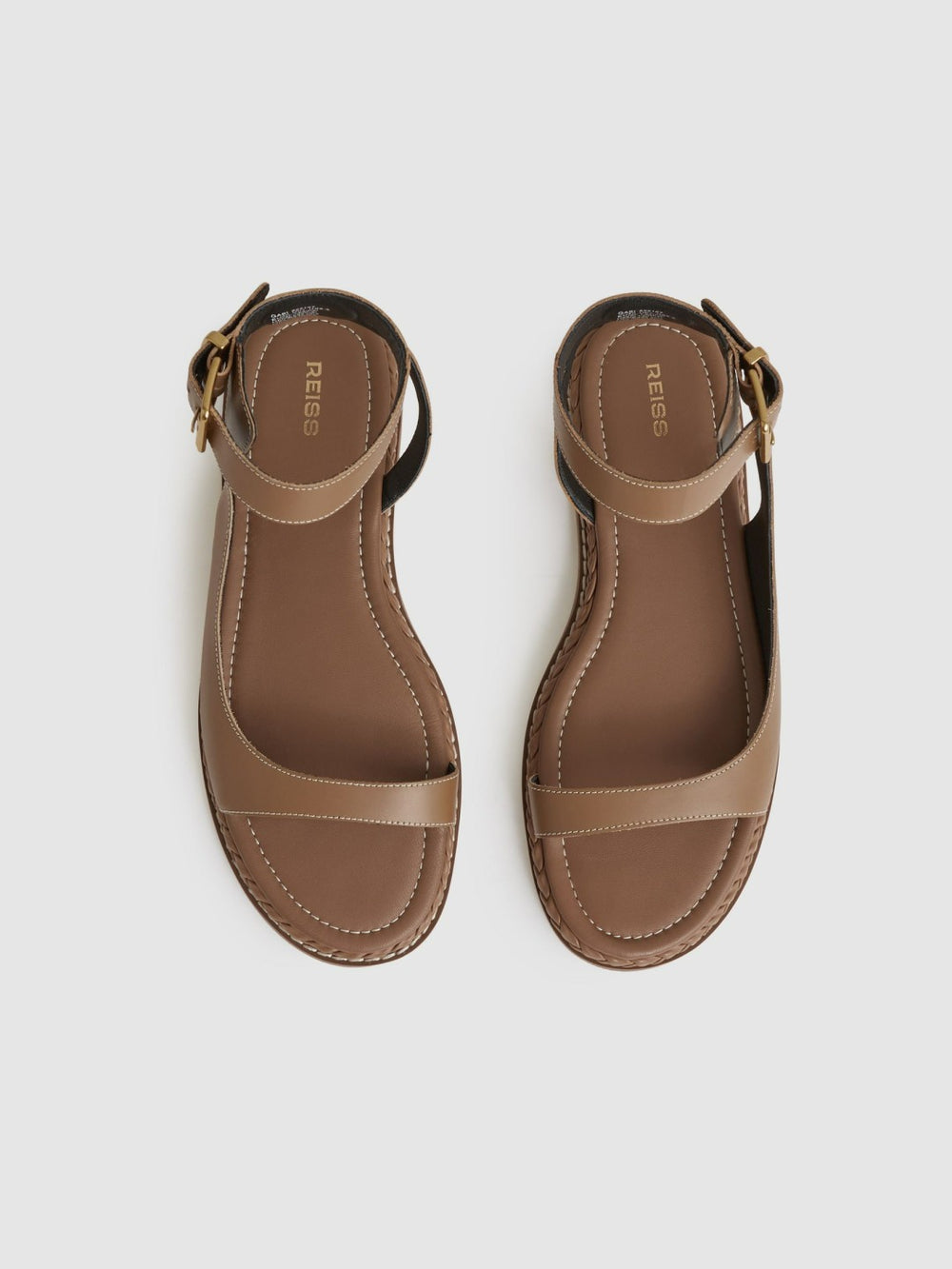 Reiss | Leather Plait Detail Sandals in Tan