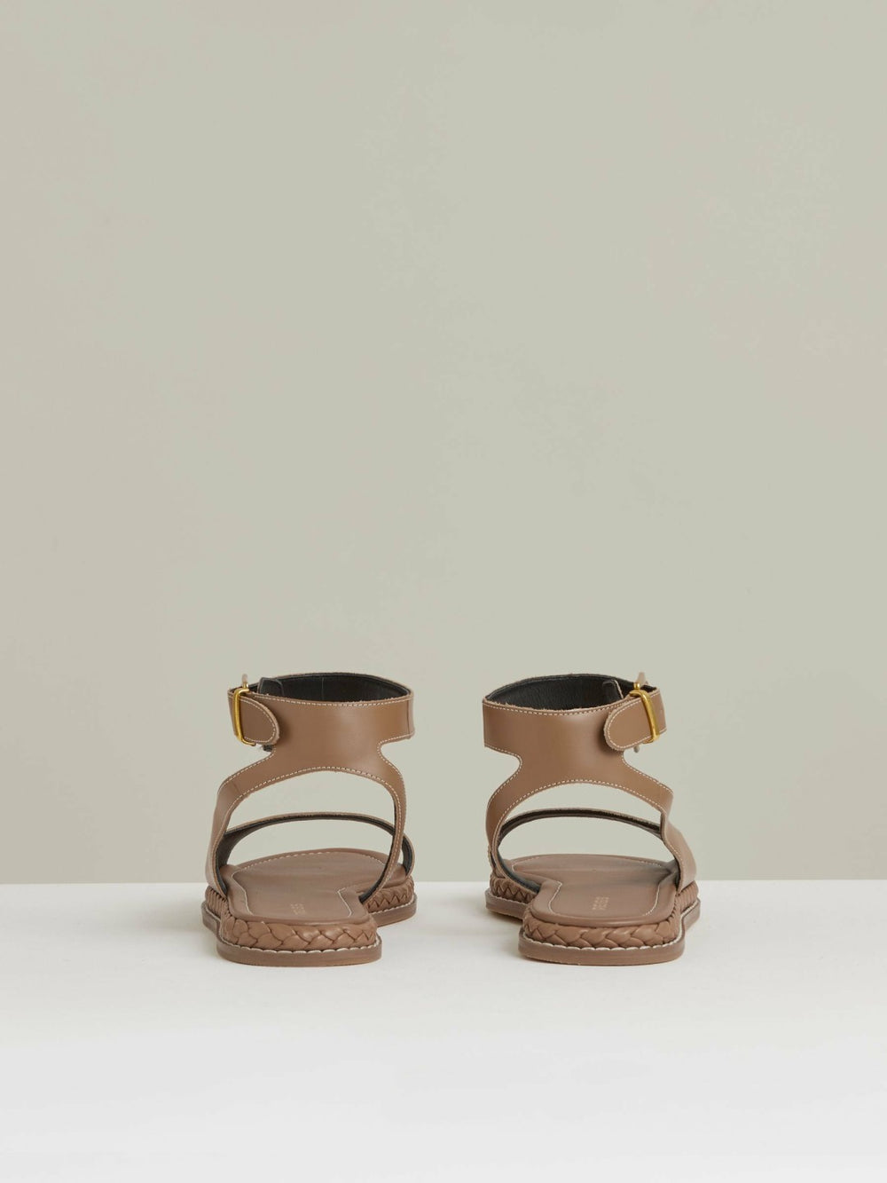 Reiss | Leather Plait Detail Sandals in Tan