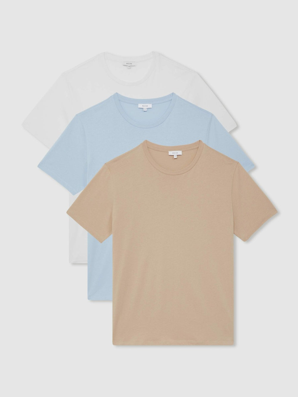 Reiss | Cotton-Jersey Crew-Neck T-shirts 3 Pack in Neutral