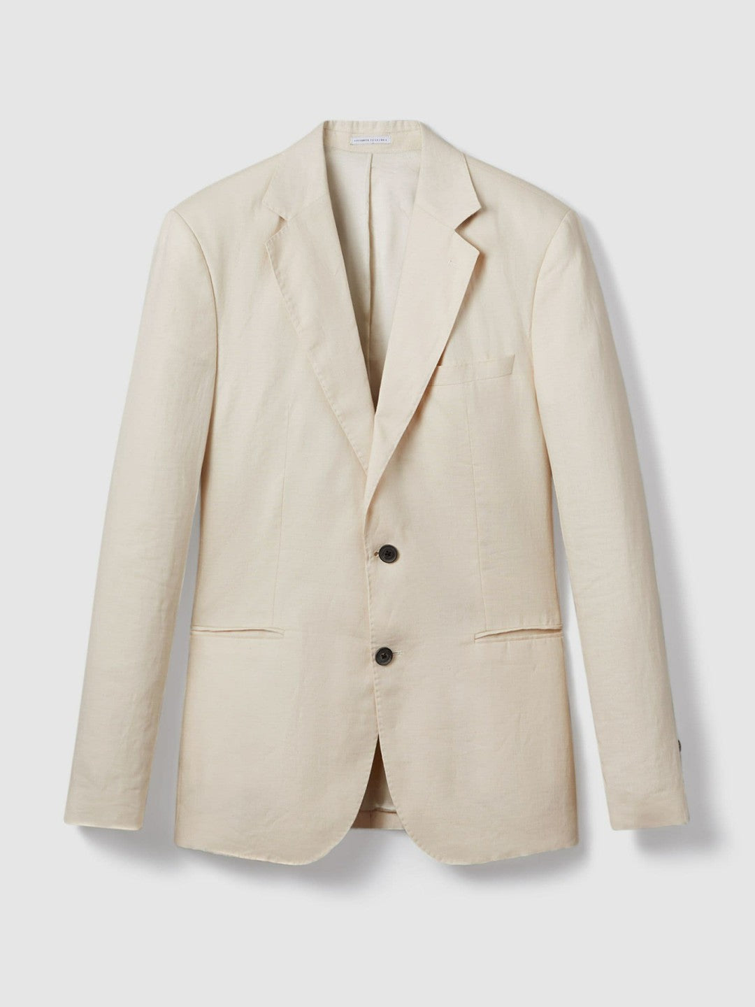 Reiss | Slim-Fit Single Breasted Linen Blazer in Stone