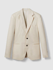 Reiss | Slim-Fit Single Breasted Linen Blazer in Stone