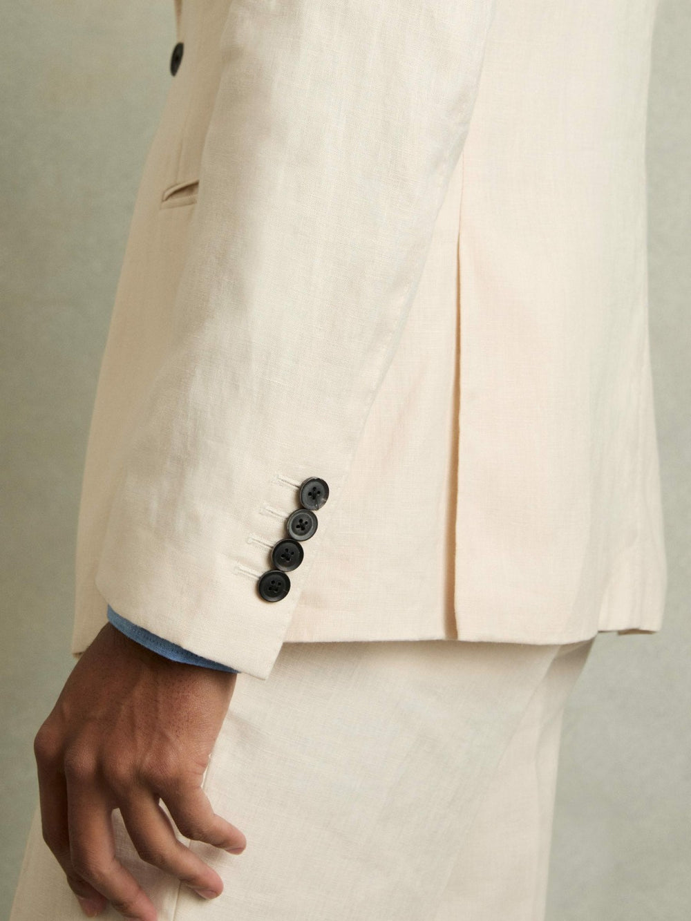 Reiss | Slim-Fit Single Breasted Linen Blazer in Stone