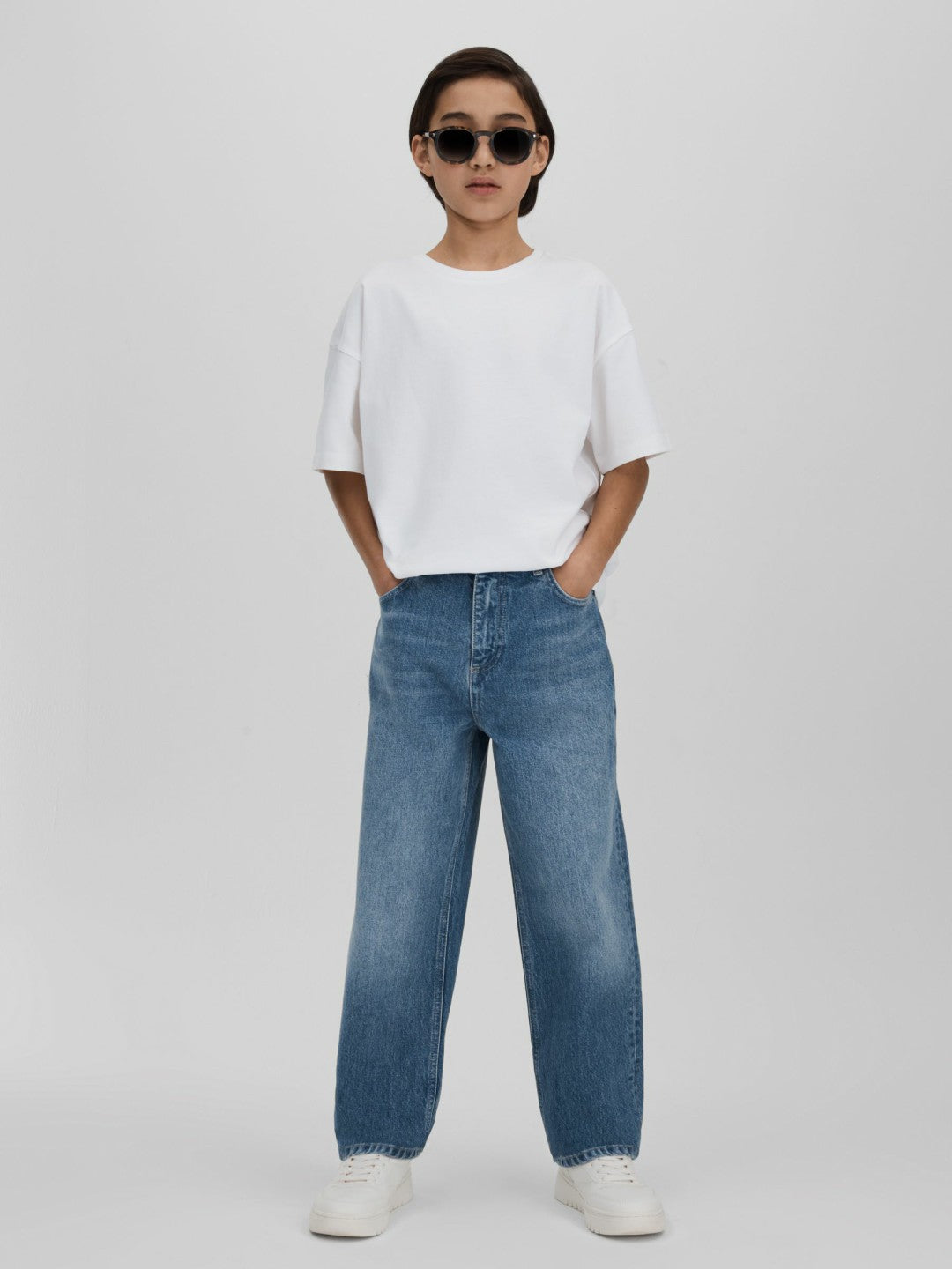 Reiss | 3-9 yrs Loose Fit Adjuster Jeans in Mid Blue