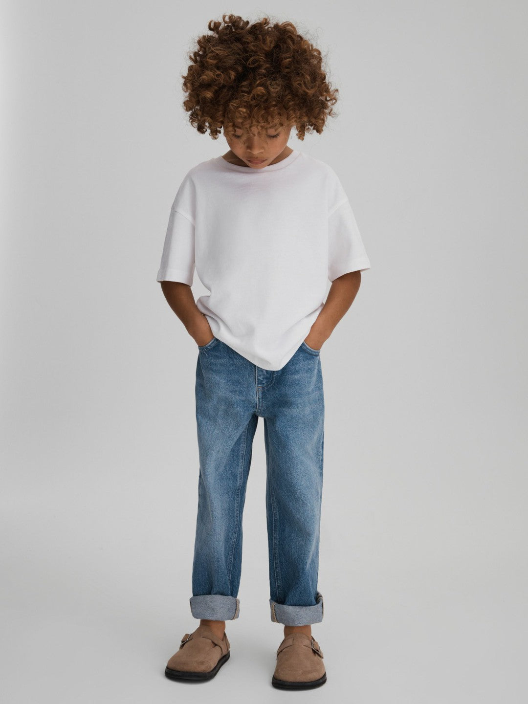 Reiss | 3-9 yrs Loose Fit Adjuster Jeans in Mid Blue