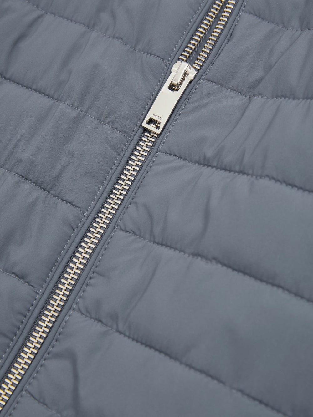 Reiss | Hybrid Quilt and Knit Zip-Through Jacket in Airforce Blue