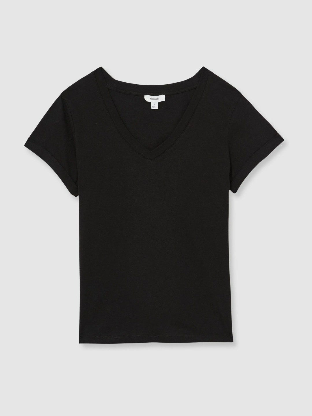 Reiss | Cotton-Jersey V-Neck T-Shirt in Black