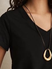 Reiss | Cotton-Jersey V-Neck T-Shirt in Black