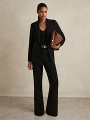Reiss | Petite Flared Suit Trousers in Black