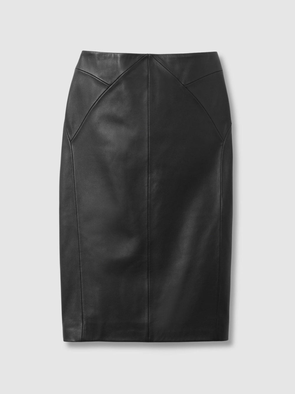 Reiss | Leather High Rise Midi Skirt in Black
