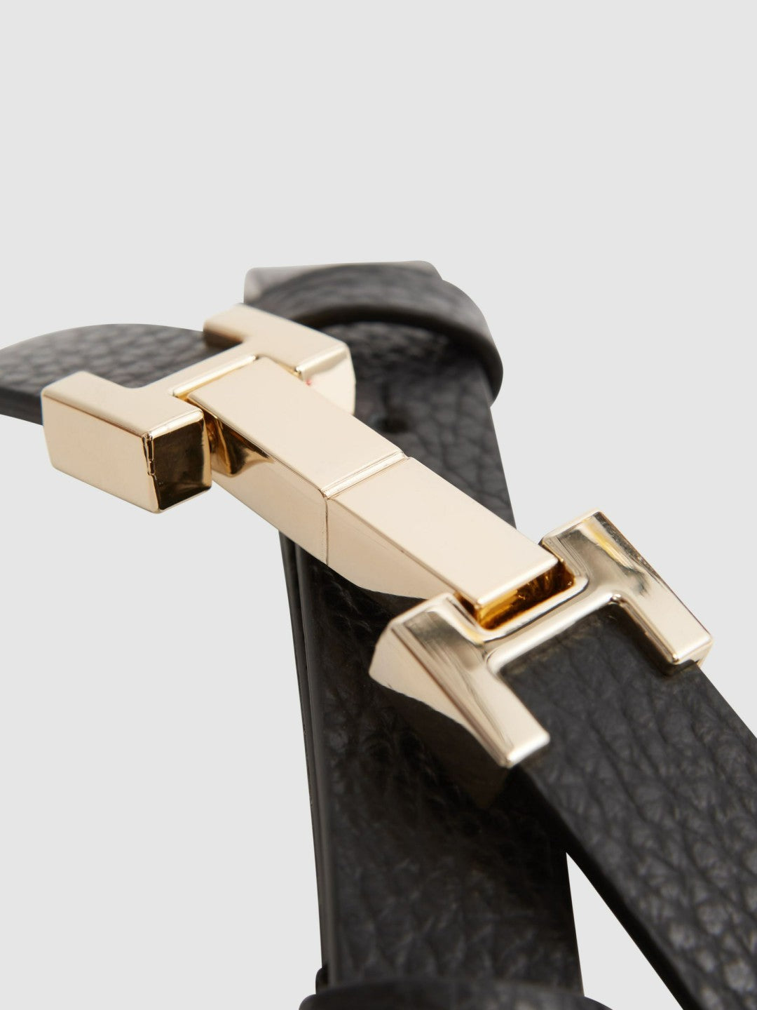 Reiss | Leather Square Hinge Belt in Black