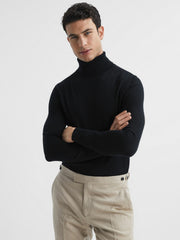 Reiss | Slim Fit Merino Wool Roll Neck Jumper in Black