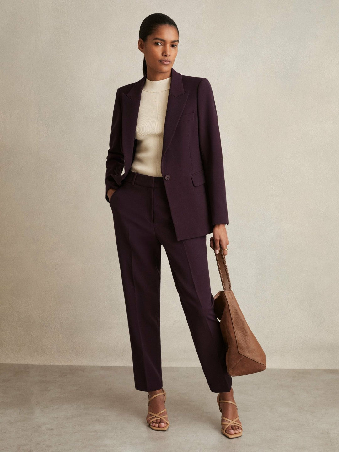 Reiss | Tailored Single Breasted Suit Blazer in Berry