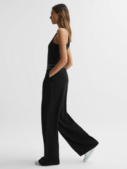 Reiss | Wide Leg Elasticated Trousers in Black