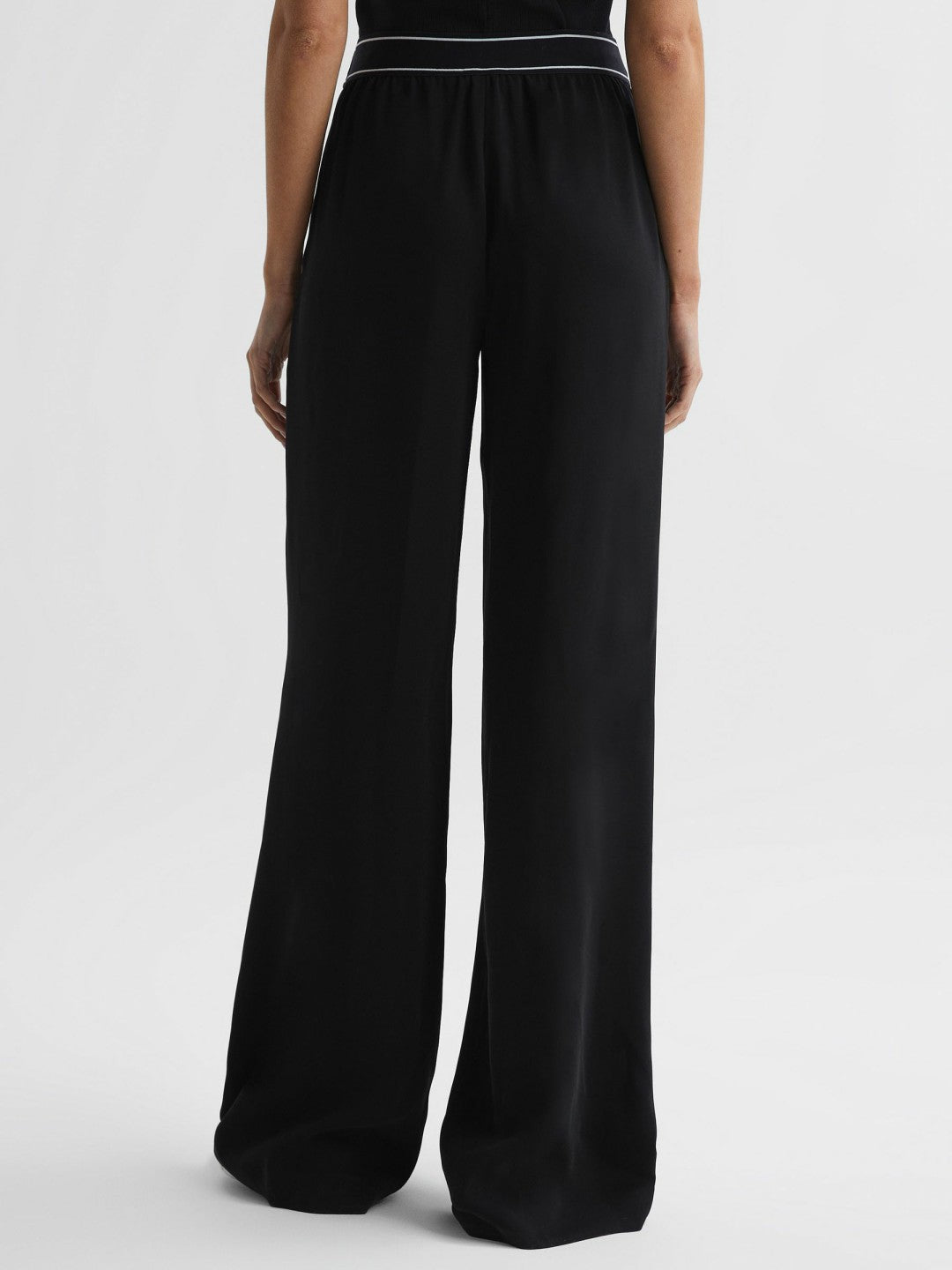 Reiss | Wide Leg Elasticated Trousers in Black