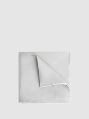 Reiss | Plain Silk Pocket Square in Silver