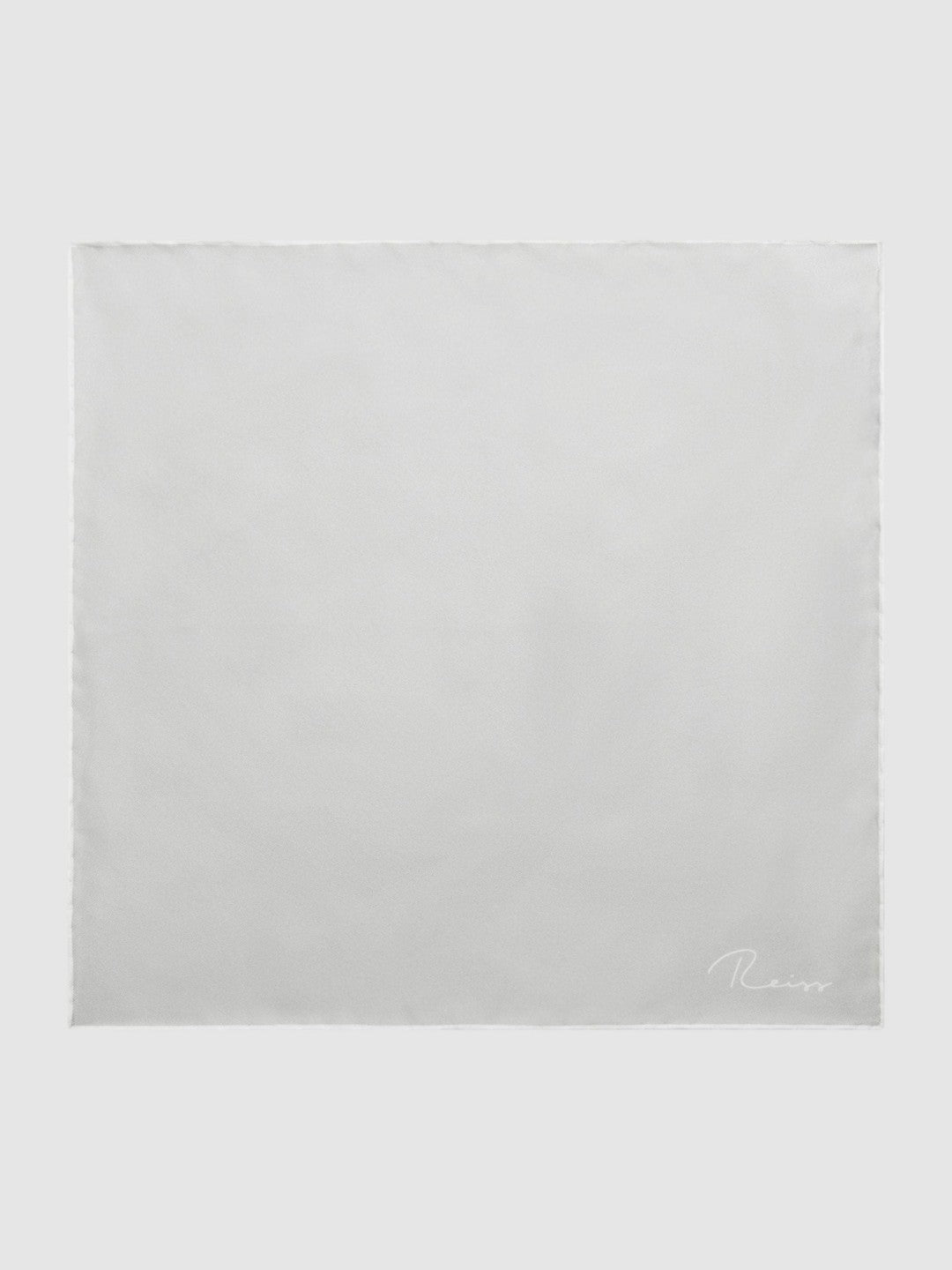 Reiss | Plain Silk Pocket Square in Silver