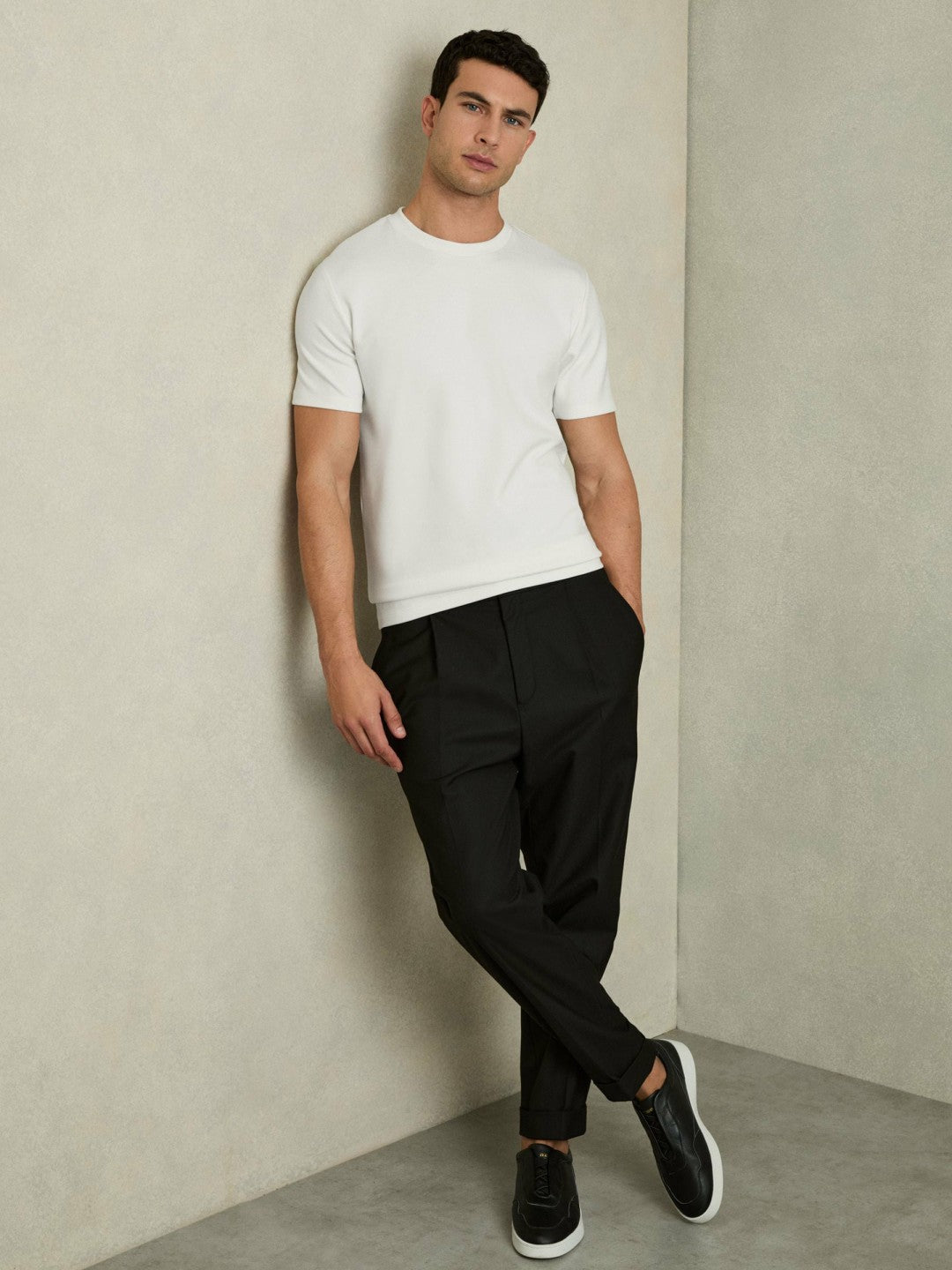 Reiss | Interlock Jersey Crew Neck T-Shirt in White