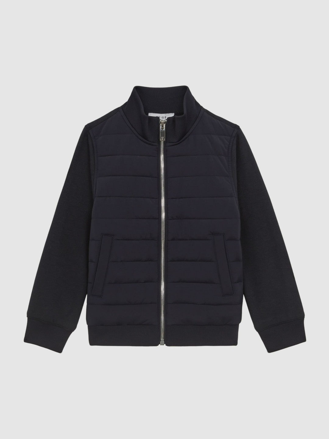Reiss | 3-9 yrs Funnel Neck Quilted Hybrid Jacket in Navy