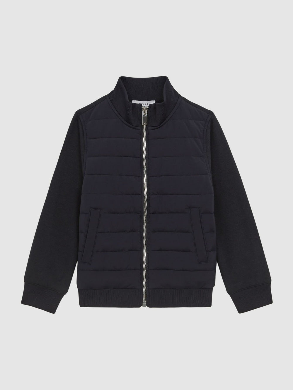 Reiss | 3-9 yrs Funnel Neck Quilted Hybrid Jacket in Navy