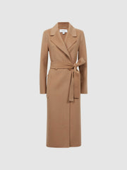 Reiss | Long Wool Blend Blindseam Coat in Camel